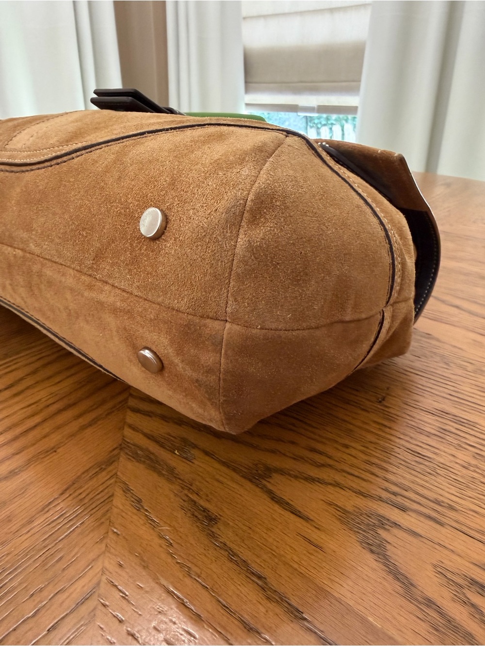 Coach Suede SoHo Flap Satchel Handbag in Caramel Brown - Picture 12 of 16